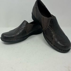 Clarks Women’s Whistle Wheat Flats Brown Leather Loafers Sz 8 H0